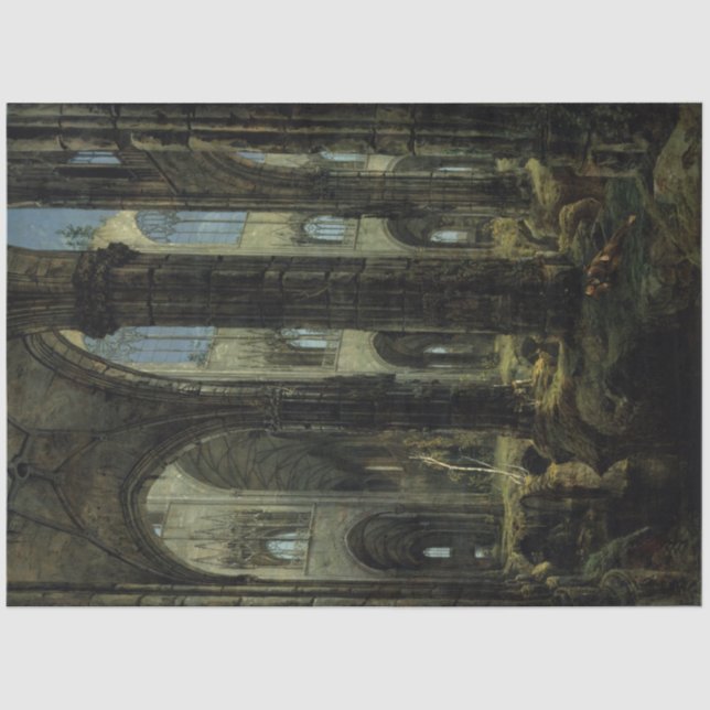 Gothic Church Ruins (by Carl Blechen) Tissue Paper (Front)