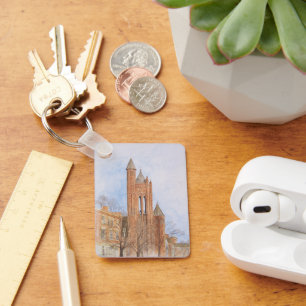 Gothic Church Watercolor Key Ring