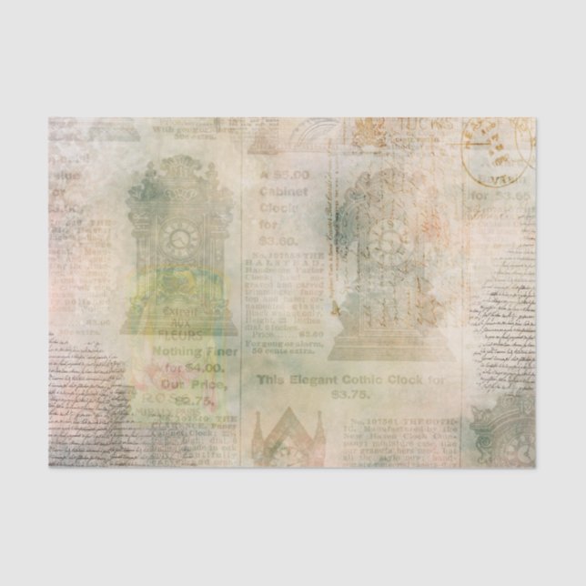 Gothic Clock Ephemera Tissue Paper (Front)