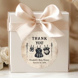 Gothic Clothesline Baby Shower Thank You Classic Round Sticker