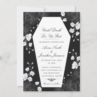 Gothic Coffin Invitation with Elegant Black Roses