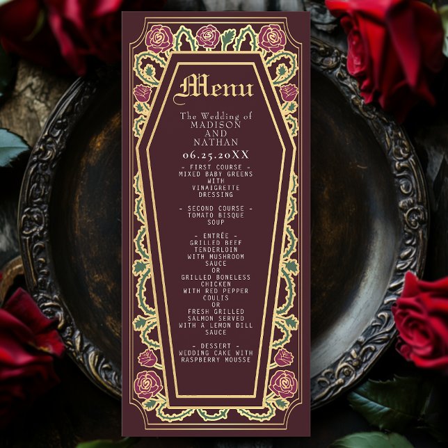 Gothic Coffin Rose Red Wedding Menu (Creator Uploaded)