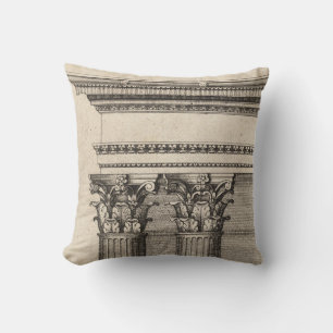 Gothic Column Entablature Drawing Illustration Cushion