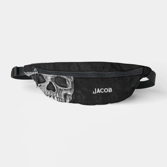 Gothic Cool Black And White Skull Bum Bags (Front)