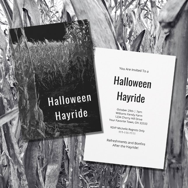 Gothic Cornfield Halloween Hayride Party Invitation (Creator Uploaded)