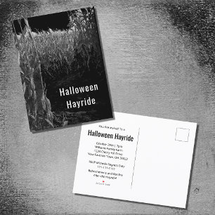 Gothic Cornfield Halloween Hayride Party Invitation Postcard