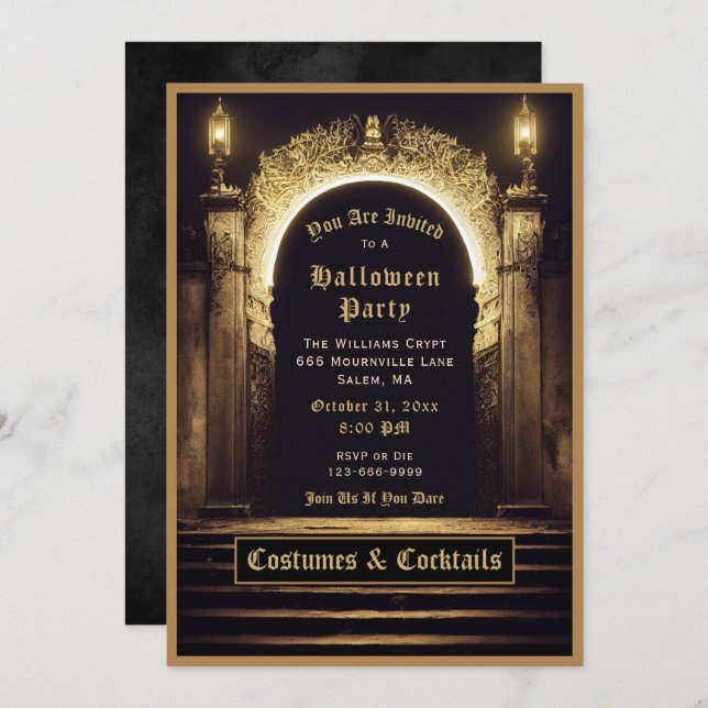 Gothic Costumes and Cocktails Halloween Invitation (Front/Back)