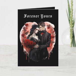Gothic Couple Black Heart Valentines Holiday Card
