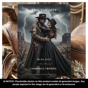 Gothic Couple Dark Western Save The Date