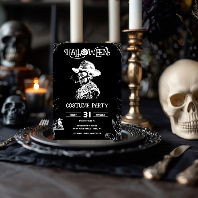 Gothic Cowboy Skeleton Art Invitation (Creator Uploaded)