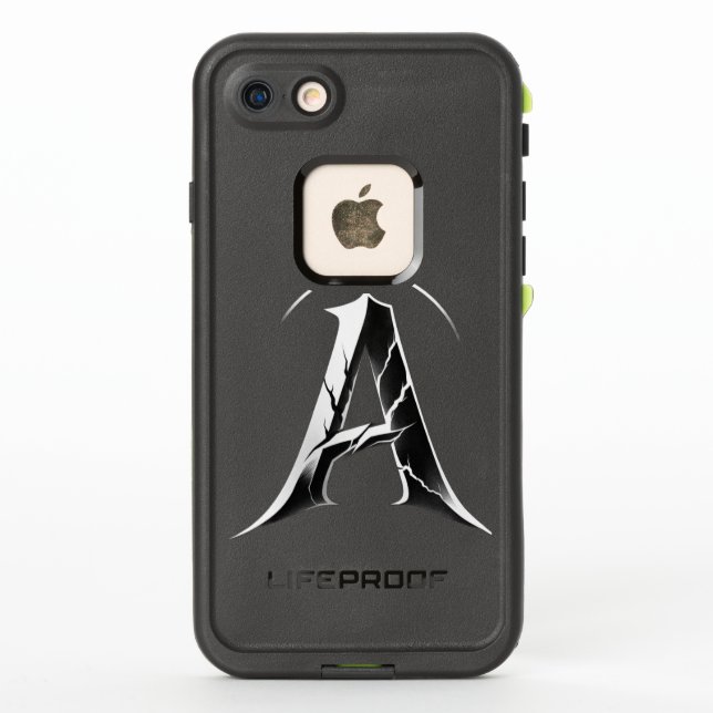 Gothic Cracked Initial A Phone Case - Dark Minimal (Back)