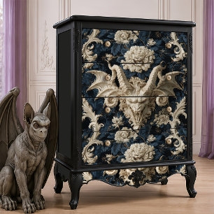 Gothic Cream Navy Baroque Gargoyle Horned Demon Tissue Paper