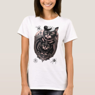 Gothic creepy cat and spider tshirt