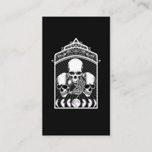 Gothic Creepy Skulls Moon Phases Witchy Crescent Business Card