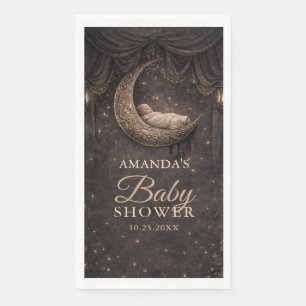 Gothic Crescent Moon Stars Baby Shower Napkin