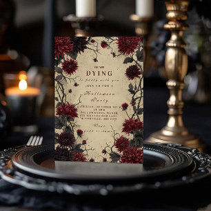 Gothic Crimson Dahlia Halloween Celebration Invitation