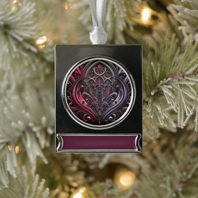 Gothic Crimson Rose Banner Ornament (Tree)
