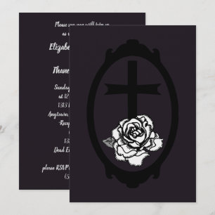 Gothic Cross and Rose Cameo Wedding Invitations