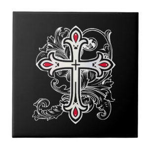 Gothic cross ceramic tile