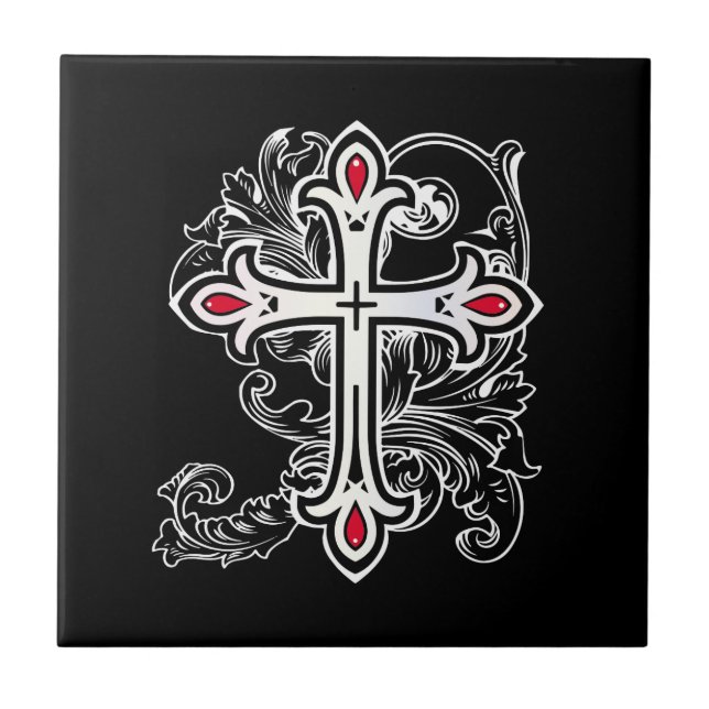 Gothic cross ceramic tile (Front)