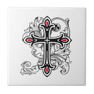 Gothic cross ceramic tile