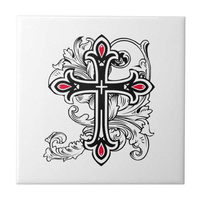 Gothic cross ceramic tile (Front)