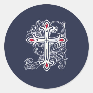 Gothic cross classic round sticker