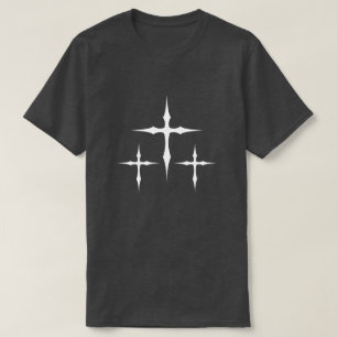 Gothic Cross T-Shirt – Minimal White Triple Cross 