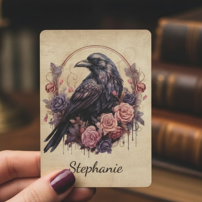Gothic Crow Botanical Witchy Nature Gift Playing Cards (Dark academia black raven playing cards
)