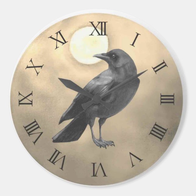Gothic Crow  Classic Round Sticker (Front)