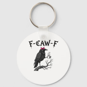 Gothic Crow F-Caw-F Bird Funny Halloween Raven Key Ring