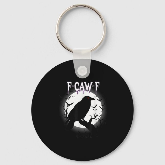 Gothic Crow F-caw-f Moon Halloween Tee  Key Ring (Front)