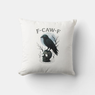 Gothic Crow F Caw F Raven Skull Halloween Graphic  Cushion