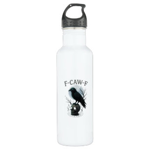 Gothic Crow F-Caw-F Raven Skull Moon Halloween 710 Ml Water Bottle