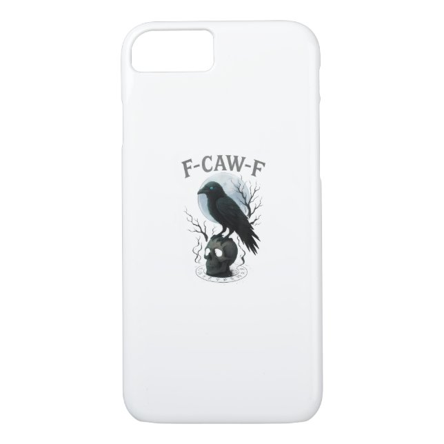 Gothic Crow F-Caw-F Raven Skull Moon Halloween Case-Mate iPhone Case (Back)