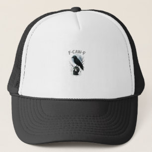 Gothic Crow F-Caw-F Raven Skull Moon Halloween Trucker Hat