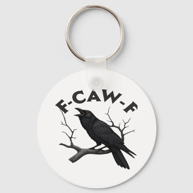 Gothic Crow Funny F-Caw-F Humour Essential Creativ Key Ring (Front)