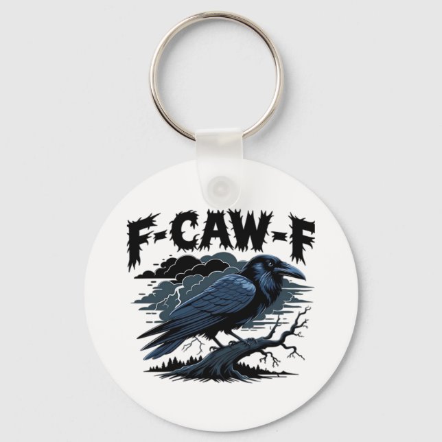 Gothic Crow Funny Humour F-Caw-F Essential Minimal Key Ring (Front)