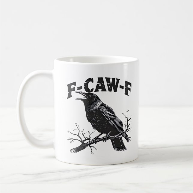 Gothic Crow Humour F-Caw-F Funny Essential Coffee Mug (Left)