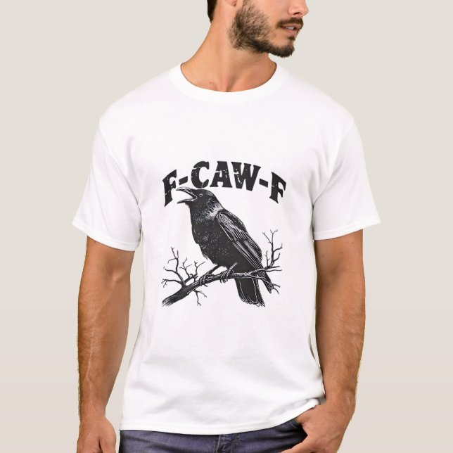 Gothic Crow Humour F-Caw-F Funny Essential T-Shirt (Front)