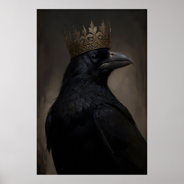 Gothic Crow King Vintage Poster, Art Poster Print (Front)