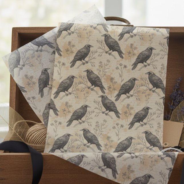 Gothic Crow Pattern Decoupage Tissue Paper (Raven decoupage tissue paper)