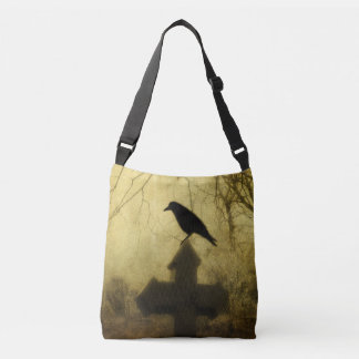 Gothic Crow Silhouette Crossbody Bag