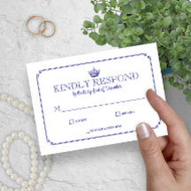 Gothic Crown Royal Blue Mediaeval or Fantasy RSVP