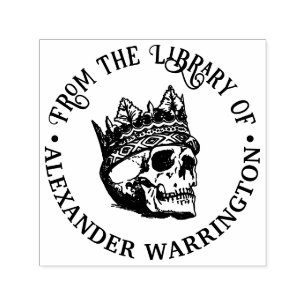 Gothic Crowned Human Skull Library Book Name Self-inking Stamp