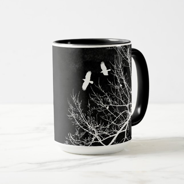 Gothic Crows and Trees Midnight Landscape Smokey Mug (Front Right)