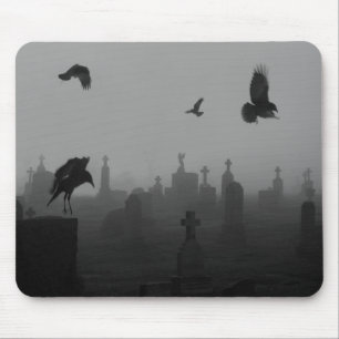 Gothic Crows In Monochrome Mouse Pad