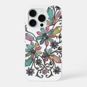 Gothic Crystal Flower Clipart - Colourful Quartz F iPhone 16 Pro Case