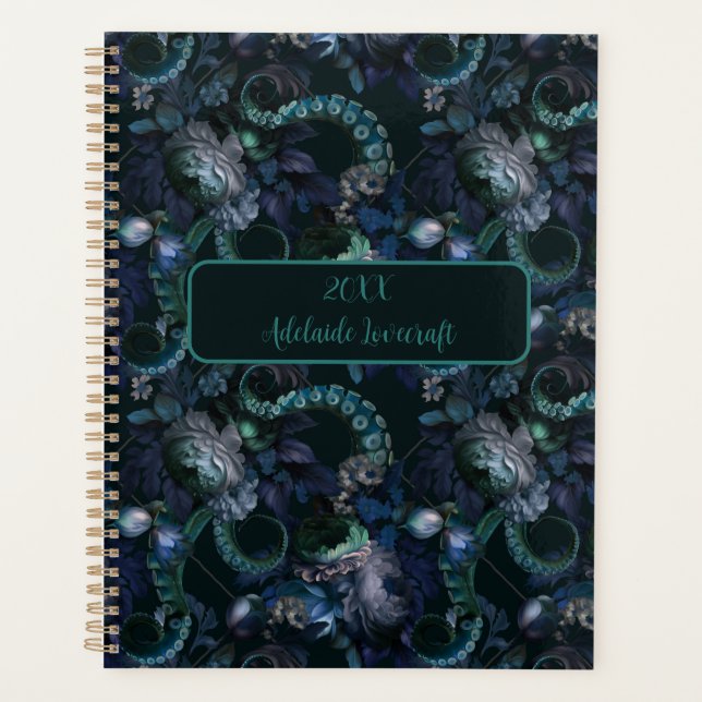 Gothic Cthulhu Turquoise Tentacle  Personalised Planner (Front)