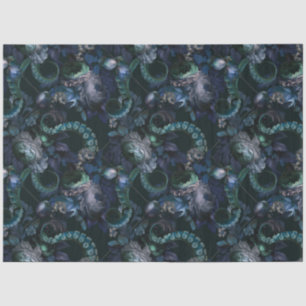 Gothic Cthulhu Turquoise Tentacle With Flowers Tissue Paper